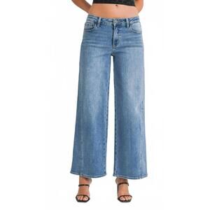 NEW JBD. mid rise full length seamed wide leg jeans in blue
